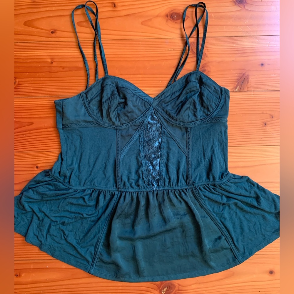 Vintage Victoria’s Secret Corset Lacey Peplum Tank in Emerald Green